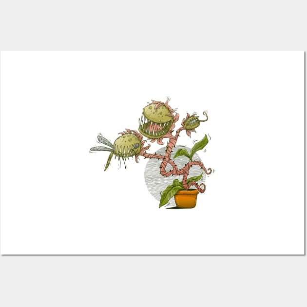 Carnivorous plant eating mosquito Wall Art by romulofq